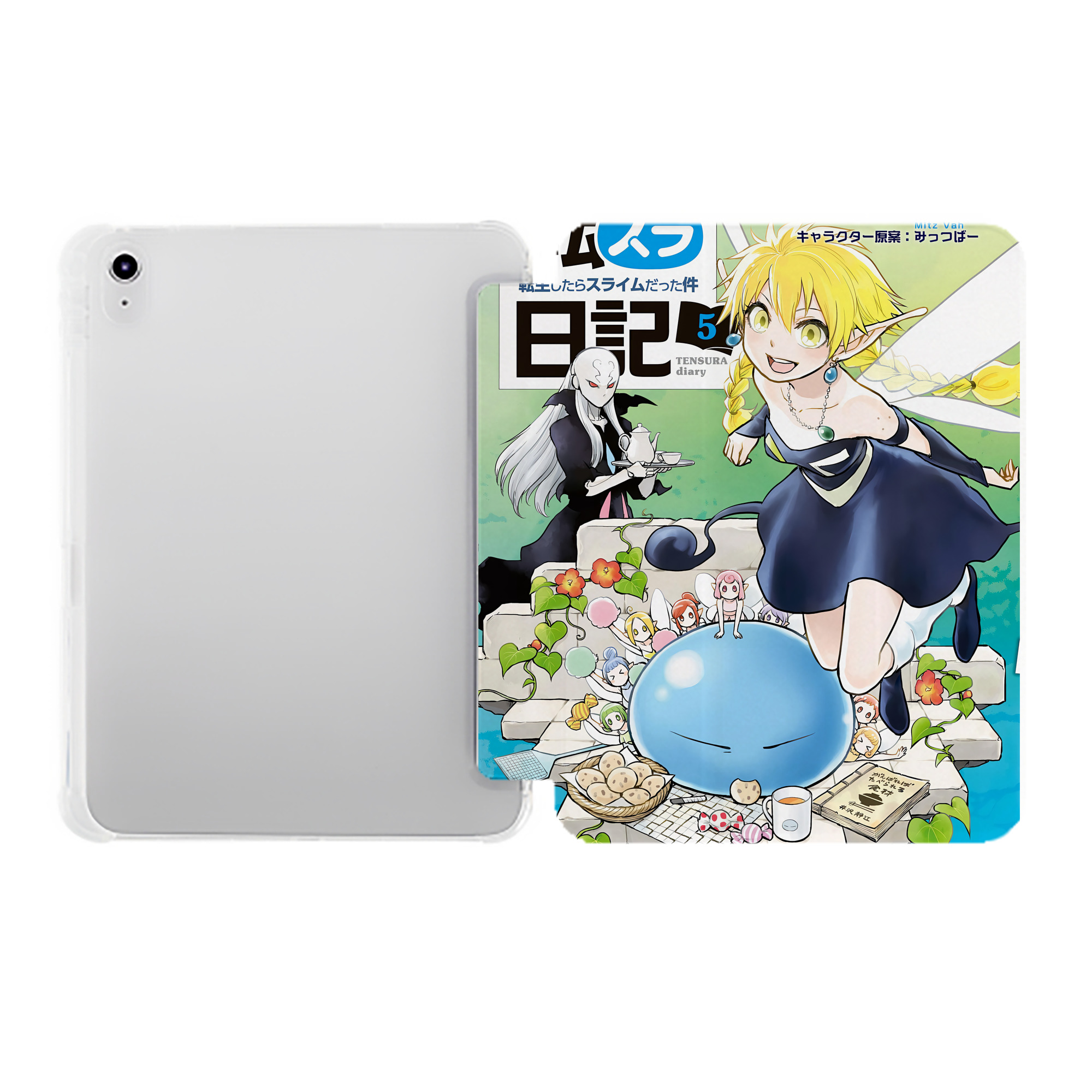 （画像用） 転スラ Regarding Reincarnated to Slime IPad ケース ペン収納付き 三つ折りスタンド PUレザー×シリコン 対応機種9.5/10.5/10.9インチ